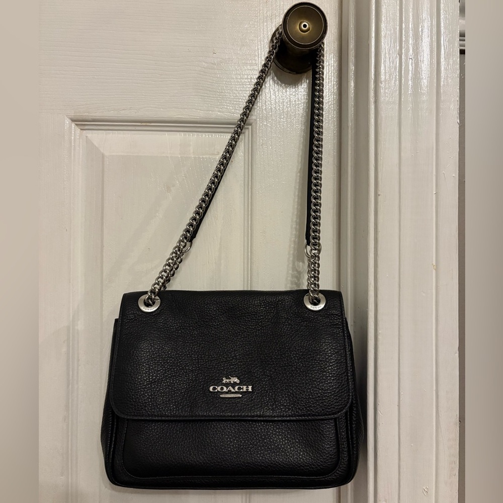 Coach Black Pebbled Leather Shoulder Bag